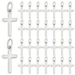 Серебро Латунные подвески, с целью перехода в кольце, крест прелести, серебряные, 13.5x7x0.8 мм