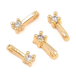Настоящее золото 18K Латунные микро проложить кубического циркония прелести, реальный 18 k позолоченный, 6x2x2.5 мм, отверстие : 0.9 мм