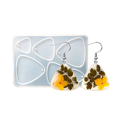 Треугольник DIY силиконовые формы кулон, формы для литья смолы, белые, треугольник шаблон, 105x75x5.7 мм, отверстие : 1.8 мм, внутренний диаметр: 19~38.5x20~40.5 мм