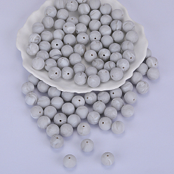 Gainsboro Round Silicone Focal Beads, Chewing Beads For Teethers, DIY Nursing Necklaces Making, Gainsboro, 15mm, Hole: 2mm