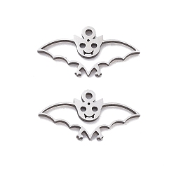 Нержавеющая Сталь Цвет 201 прелести нержавеющей стали, лазерная резка, очарование летучей мыши, анти-тускнение, цвет нержавеющей стали, 8x15x1 мм, отверстие : 1 мм