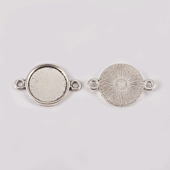 Antique Silver DIY Links Making, with Alloy Cabochon Connector Settings and Clear Glass Cabochons, Flat Round, Antique Silver, Connector Setting: 21x15x2mm, Hole: 2mm, Tray: 12mm, Glass Cabochon: 11.5~12x4mm, 2pcs/set