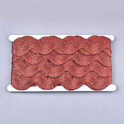 FireBrick Polyester Ribbons, Wave Shape, FireBrick, 1-1/2 inch(38mm)~1-5/8 inch(40mm), 10Yard/card