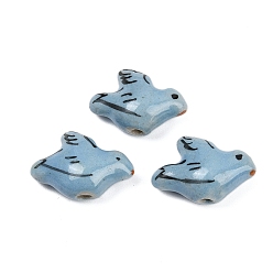 Небесно-голубой Фарфоровые бусины ручной работы, птица, пастельный фарфор, голубой, 13.5~14.5x19~20x8~8.5 мм, отверстие : 1.6 мм