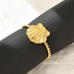 Золотой Оболочка 304 открытые манжеты из нержавеющей стали для женщин, золотые, оболочкой: 10x10 mm, внутренний диаметр: регулируемый