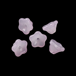 Бледно-Розовый Прозрачные стеклянные бусины для выпечки, петуния, розовый жемчуг, 9x9x6 мм, отверстие : 1.4 мм