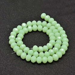 Light Green Glass Beads Strands, Faceted Rondelle , Light Green, 8x6mm, Hole: 1mm, about 70pcs/strand, 15.5 inch