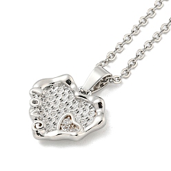 Platinum Heart Brass Micro Pave Clear Cubic Zirconia for Women, Cable Chains, Platinum, 19.84 inch(504mm)