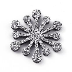 Silver Snowflake Felt Fabric Christmas Theme Decorate, with Glitter Gold Powder, for Kids DIY Hair Clips Make, Silver, 3.4x3x0.25cm