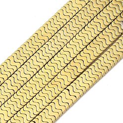 с Золотистым Покрытием Гальванические нити из синтетических немагнитных гематитовых бусин, форма волны, с золотым покрытием, 6x2.5~3x2 мм, отверстие : 0.5 мм, около 232~235 шт / нитка, 15.63~15.75'' (39.7~40 см)
