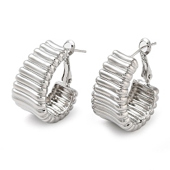 Платина Латунные серьги обруча, долговечный, без свинца и без кадмия, луна, платина, 26.5x18 мм