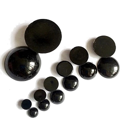 Black Plastic Doll Eyes Cabochons, for Doll Making, Half Round, Black, 10mm