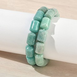 Амазонит Колонка из натуральных бусин амазонита, эластичные браслеты для женщин и мужчин, внутренний диаметр: 2.17 дюйм (5.5 см)