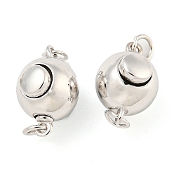 Платинированный 925 застежка из стерлингового серебра, форма мяча, Реальная платина, 8x13x8 мм, отверстие : 2.4 мм