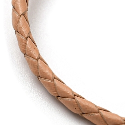 BurlyWood Pulseras de cuero trenzado del cordón, pulsera ajustable, burlywood, diámetro interior: 5/8~2-7/8 pulgada (1.5~7.3 cm)