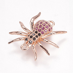 Розовое Золото Латунные микро проложить кубических ссылки циркония, насекомые, красочный, розовое золото , 18x18.5x3.5 мм, отверстие : 1.5 мм