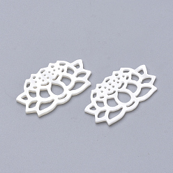 Creamy White Freshwater Shell Pendants, Lotus, Creamy White, 34.5x20x2mm