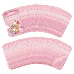 Pink 60шт. пластиковая блестящая голографическая упаковка, пакеты с застежкой-молнией в форме инь-ян, верхние пакеты с самозапечатыванием, прямоугольные, розовые, 9x5.5x0.15 см, односторонняя толщина: 2.5 мил(0.065мм)
