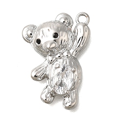 Платина Латунные микро проложить кубического циркония подвески, нести прелести, платина, 20x14x4 мм, отверстие : 1.5 мм