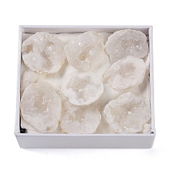 Натуральный Агат Природный агат, жеода, образец минерала из рога изобилия, кластер необработанных кристаллов, Целебный кристалл в подарок для домашнего декора, с бумажной коробкой, 24~36.5x24~31x9~10 мм