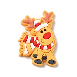 Gold PVC Plastic Cabochons, Christmas Reindeer, Gold, 34x25x3.5mm