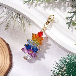 Разноцветный Подвеска из стеклянных бусин в виде дерева, 304 подвески-застежки-лобстеры из нержавеющей стали для украшений сумок, красочный, 53 мм