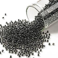 (344) Inside Color Crystal/Black TOHO Round Seed Beads, Japanese Seed Beads, (344) Inside Color Crystal/Black, 11/0, 2.2mm, Hole: 0.8mm, about 5555pcs/50g