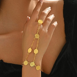 Золотой Элегантные латунные браслеты-кольца в ближневосточном стиле для женщин, плоско-круглые, золотые, 4-1/2 дюйм (11.5 см), внутренний диаметр: 9-1/4 дюйм (23.5 см)