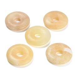 Желтый Нефрит Естественный желтый нефрит подвески, подвески в виде пончиков/пи-дисков, 30x6.5 мм, отверстие : 7.5 мм