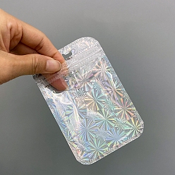 Серебро Прямоугольные блестящие голографические пластиковые подарочные пакеты с застежкой-молнией, самозапечатывающиеся повторно закрывающиеся мешочки для хранения часов с ручкой-брелком, серебряные, 11x7 см