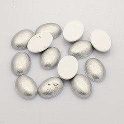Silver Oval Acrylic Cabochons, Silver, 18x13x4.9~5mm