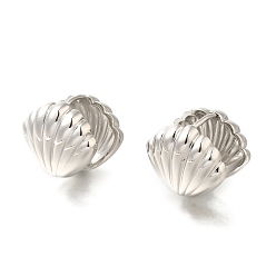 Платина Серьги-кольца из латуни в форме ракушки с покрытием стойки, долговечный, без свинца и без кадмия, платина, 17x18x18 мм