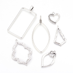 Античное Серебро Сплавочные подвески тибетского стиля, античное серебро, 25.5~73.5x22.5~39x1.5~3 мм, отверстия : 1.5~4 mm , 6 шт / комплект