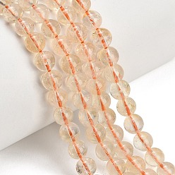 Citrine Natural Citrine Beads Strands, Smooth Round, 6mm, Hole: 1mm, about 65pcs/strand, 15.55''(39.5cm)