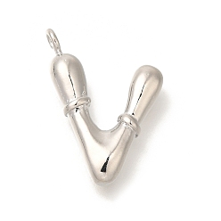 Letter V Стойки обшивки латунные подвески, без кадмия и без свинца, подвески с буквой az~z, Буква V, 23x17x4.5 мм, отверстие, 2 мм