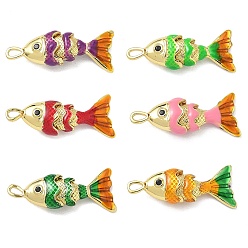 (52) Непрозрачная лаванда Рыба из латуни микро проложить Цирконом подвески, Эмаль стиле, долговечный, без кадмия и без свинца, реальный 18 k позолоченный, разноцветные, 22x9x5 мм, отверстие : 2.5x1.5 мм