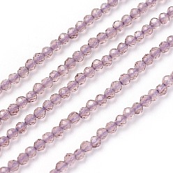 Plum Transparent Glass Beads Strands, Faceted, Round, Purple, 2mm, Hole: 0.5mm, about 164~182pcs/strand, 14.8~15.7 inch(37.5~40cm)