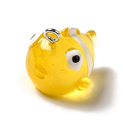 Золотистый Подвески из прозрачной смолы морской серии, очарование рыбы-клоуна, с железной фурнитурой с платиновым покрытием, золотые, 17x17.5x21 мм, отверстие : 2 мм