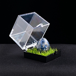 (306FM) Жонкиль матовый с лаймовой подкладкой Натуральная голубая пятнистая яшма, целебное яйцо, коробка для образцов минералов, Необработанный камень Рейки для балансировки энергии, медитационной терапии, 20x17 мм