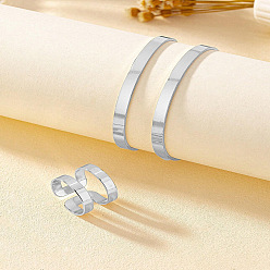 Платина Двухслойные браслеты-манжеты и наборы колец-манжет из сплава, платина, внутренний диаметр: 65 мм