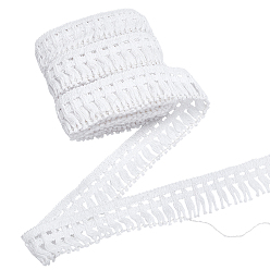 Weiß Polyester-Quasten-Spitzenband, für Bekleidungszubehör, Geschenkdekoration, weiß, 1-1/2 Zoll (37 mm), ca. 10.94 Yards (10 m)/Stk