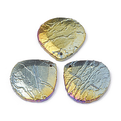 Dragon Blood Natural Dragon Blood Stone Pendants, Rainbow Plated, teardrop, 39~40x40x7~8mm, Hole: 1.5mm