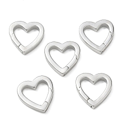 Platinum SHEGRACE Brass Spring Gate Rings, Heart, Cadmium Free & Lead Free & Nickel Free, Platinum, 16x16x3mm