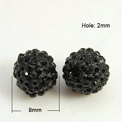 Реактивный Самолет Бусины со стразами из смолы, класс А, круглые, струя, 8 мм, отверстие : 2 мм