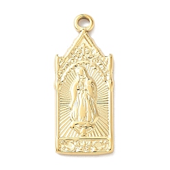 Настоящее золото 18K 304 подвески из нержавеющей стали, прямоугольник с Девой Марией, реальный 18 k позолоченный, 28.5x11.5x2 мм, отверстие : 1.8 мм