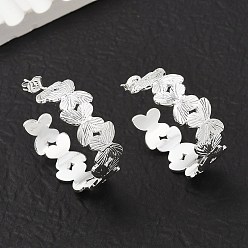 Серебро 304 серьги-гвоздики-бабочки из нержавеющей стали, c-образный, серьги-кольца, серебряные, 33x12 мм