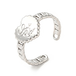 Нержавеющая Сталь Цвет Не тускнеет 304 открытое кольцо-манжета из нержавеющей стали с надписью «люблю тебя» для женщин, цвет нержавеющей стали, размер США 8 1/2 (18.5 мм)