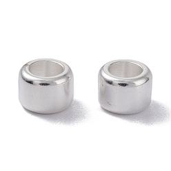 Silver Brass Beads, Long-Lasting Plated, Faceted, Column, Silver, 7x5mm, Hole: 4mm