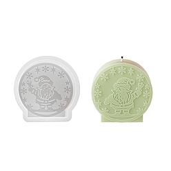 Santa Claus Рождественская тема diy силиконовые формы для свечей, для изготовления свечей, плоско-круглые, белые, Дед Мороз, 76x76x26 мм