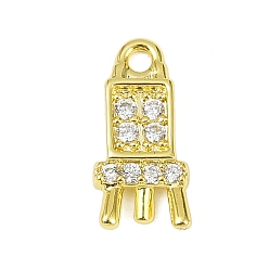 Золотой Латунные микропаве прозрачные подвески с фианитом, без кадмия, без никеля и без свинца, ракетные чары, золотые, 14.5x7x2.5 мм, отверстие : 1.5 мм